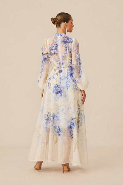 Moment of Beauty Blue Floral Print Maxi Dress