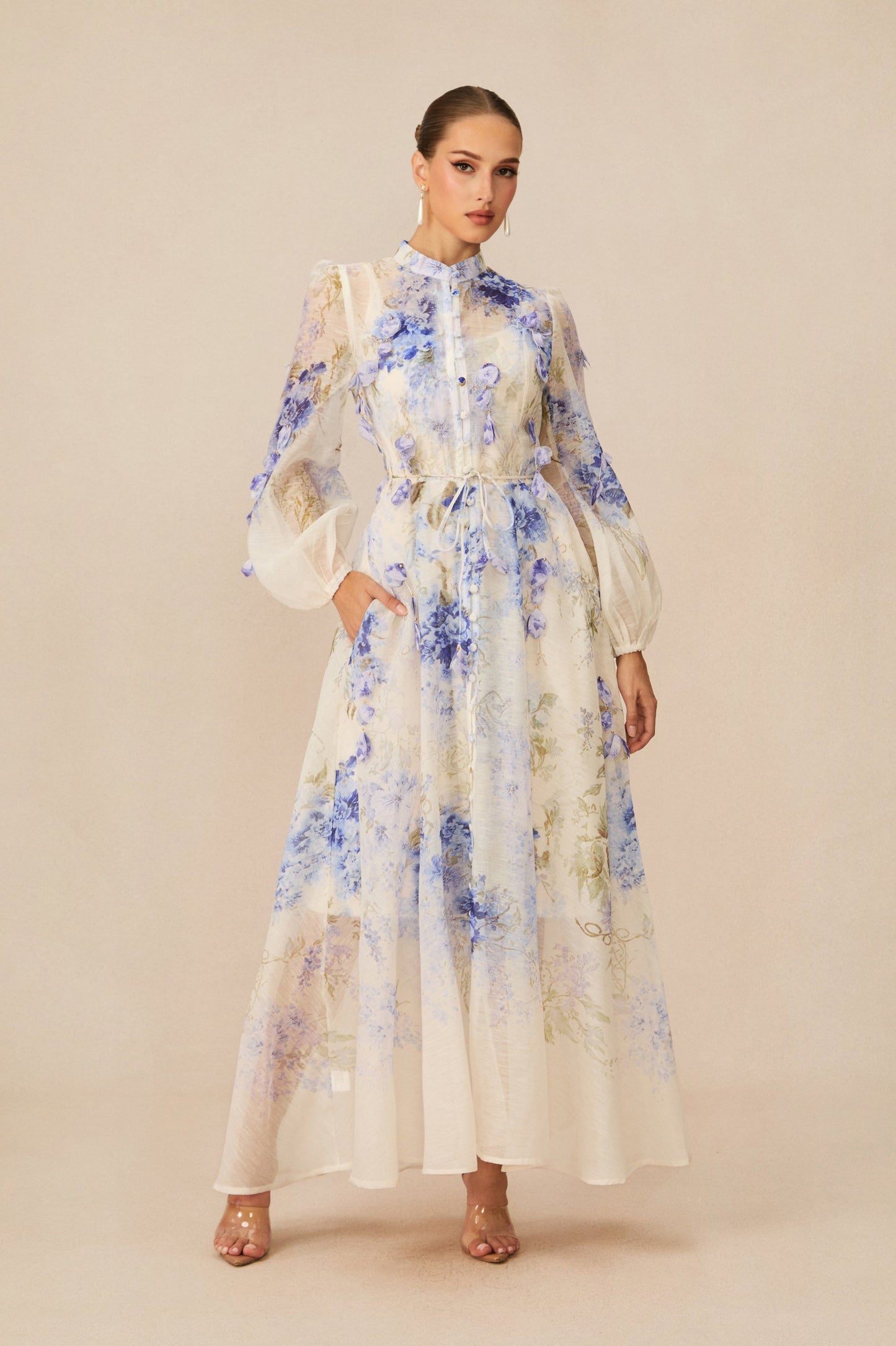 Moment of Beauty Blue Floral Print Maxi Dress