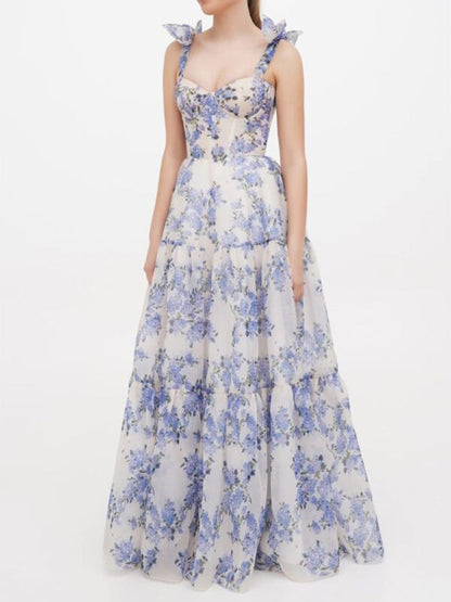 Floral Maxi Tie-strap Dress