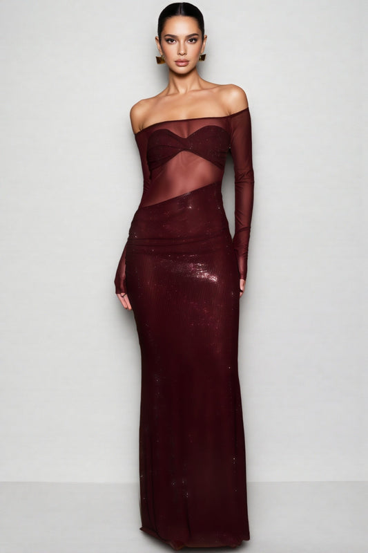 Kairo Diamante Off Shoulder Maxi Dress