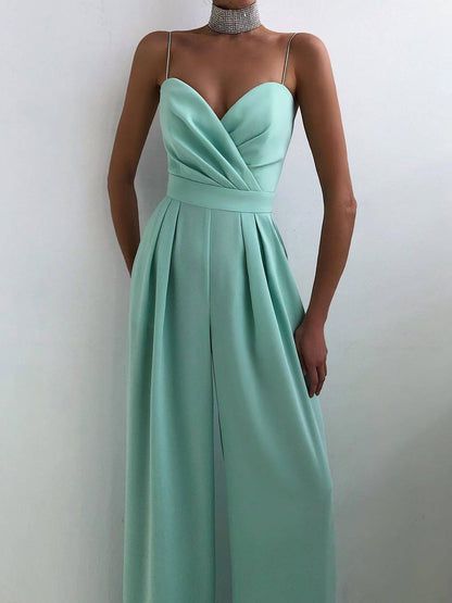 Suspender Tight Waist Straight Mopping Minimalist Jumpsuit