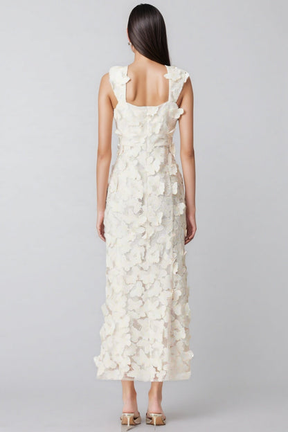 Sienla White Butterfly Midi Dress