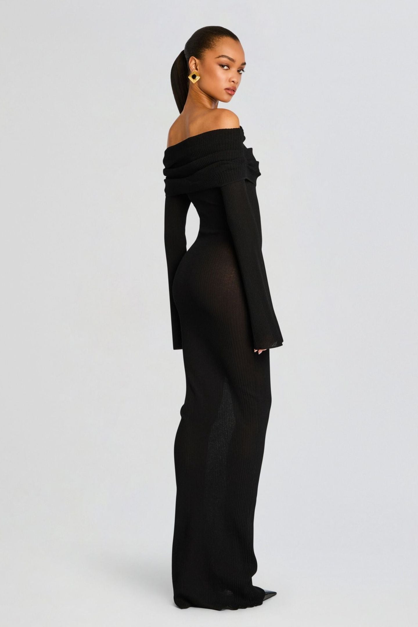 Liz Off Shoulder Maxi Knit Dress