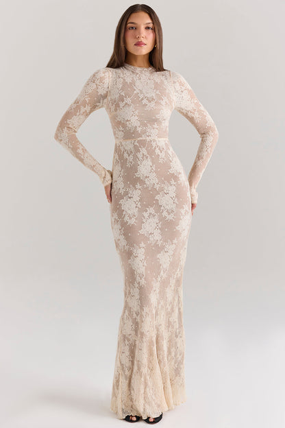 Solid Lace Jersey Maxi Dress