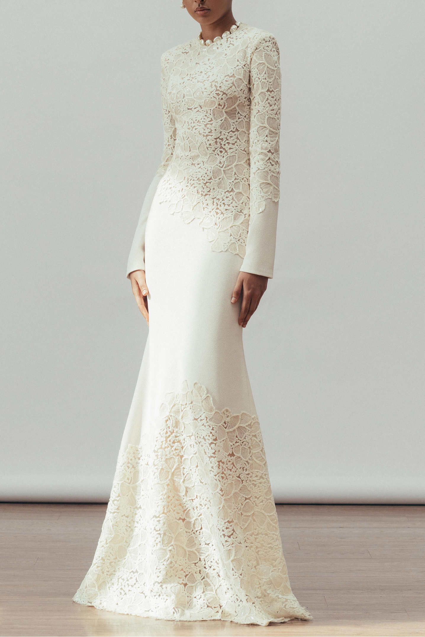 Sequin Splicing Embroidery Long Sleeve Maxi Dress