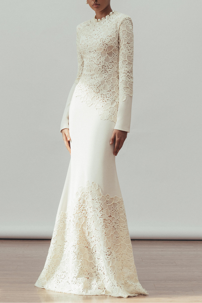 Sequin Splicing Embroidery Long Sleeve Maxi Dress