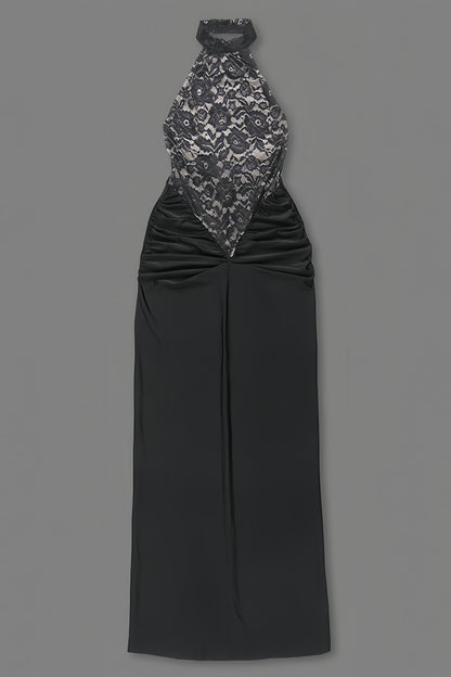 Beli Black Lace Slim Maxi Dress