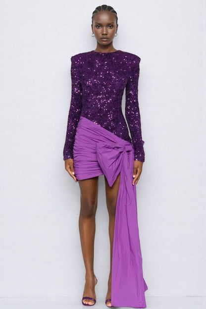 Yamia Sequin Bow Midi Dress