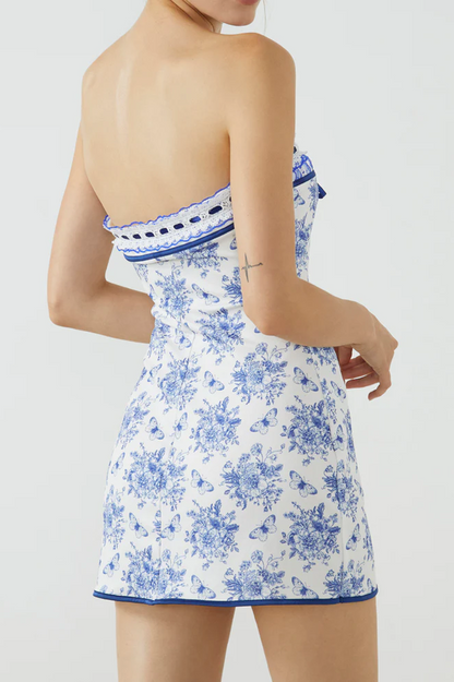 Butterfly Bouquet Floral Tube Short Dress