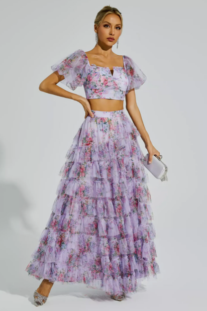 Braylee Purple Floral Ruched Set