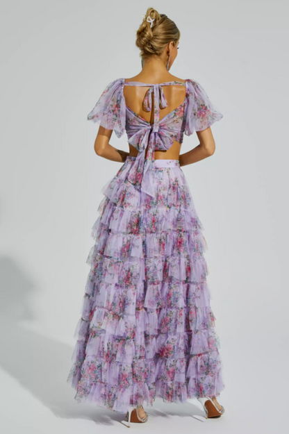 Braylee Purple Floral Ruched Set