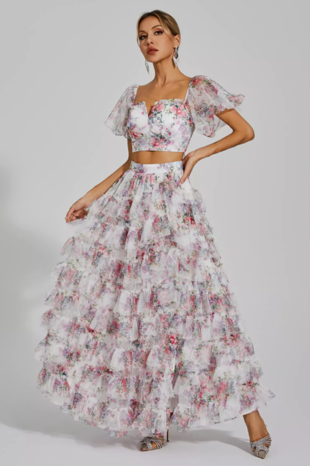 Braylee Purple Floral Ruched Set