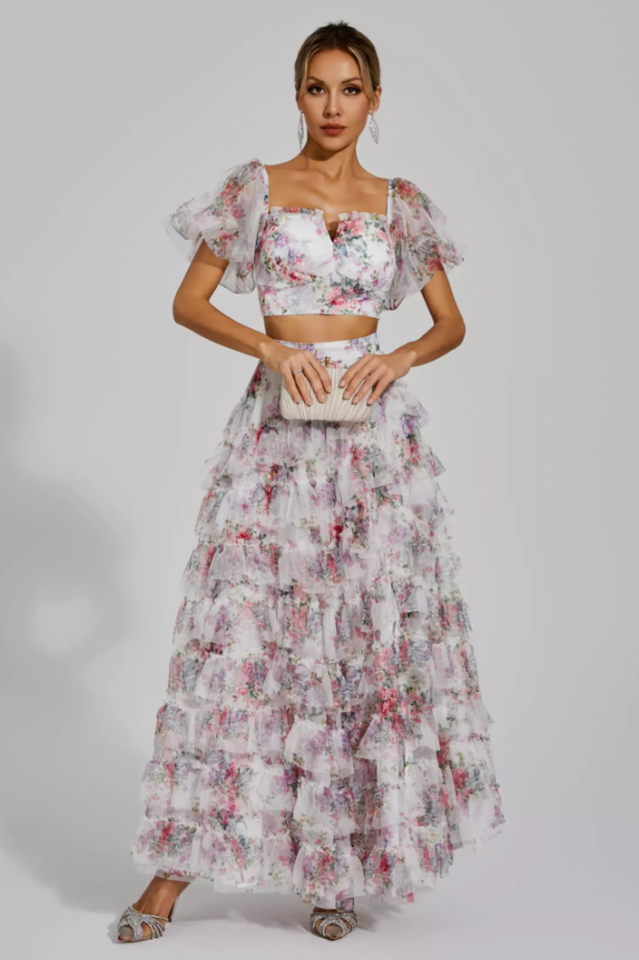 Braylee Purple Floral Ruched Set