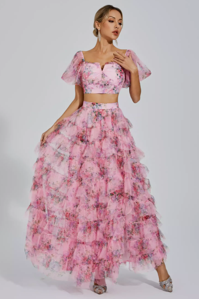 Braylee Purple Floral Ruched Set