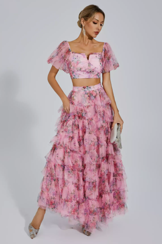 Braylee Purple Floral Ruched Set