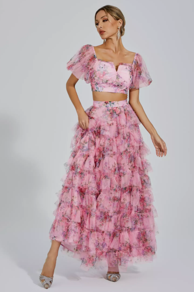 Braylee Purple Floral Ruched Set