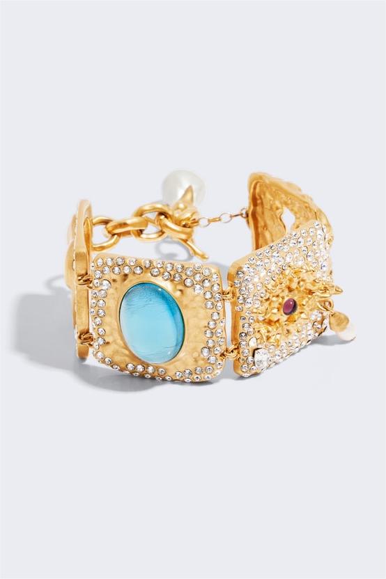 Faux Sapphire Rhinestone Metal Bracelet