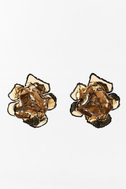 FlowerShape Linear Trim Metal Earrings