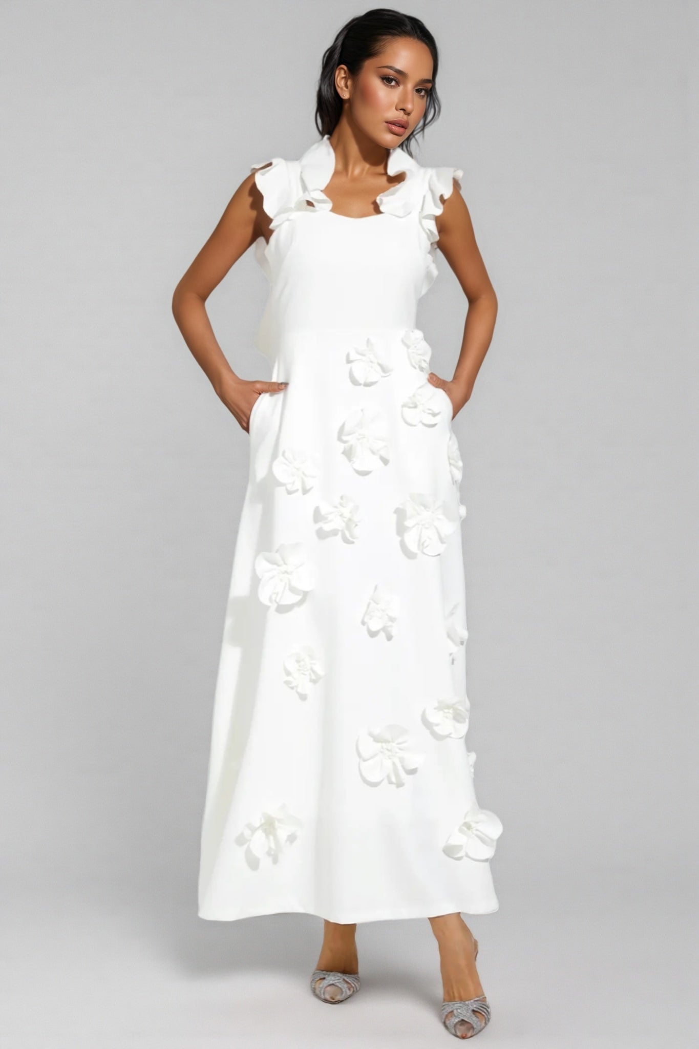 Ismay Spliced Appliques Maxi Dress