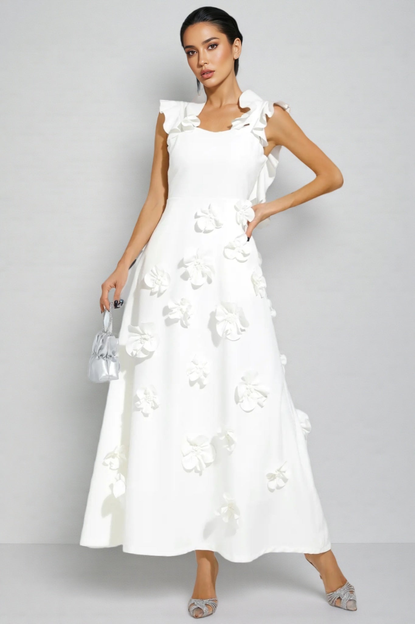 Ismay Spliced Appliques Maxi Dress