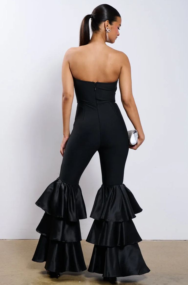 Sharon Strapless Flared Hem Jumpsuit