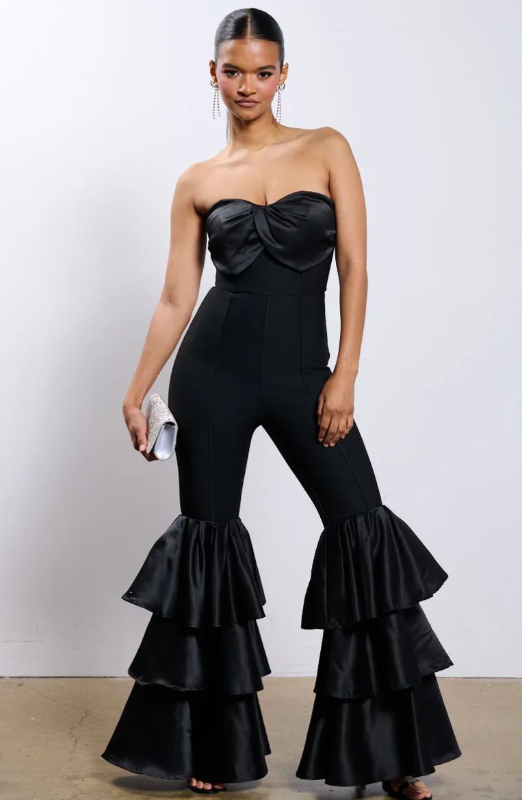 Sharon Strapless Flared Hem Jumpsuit