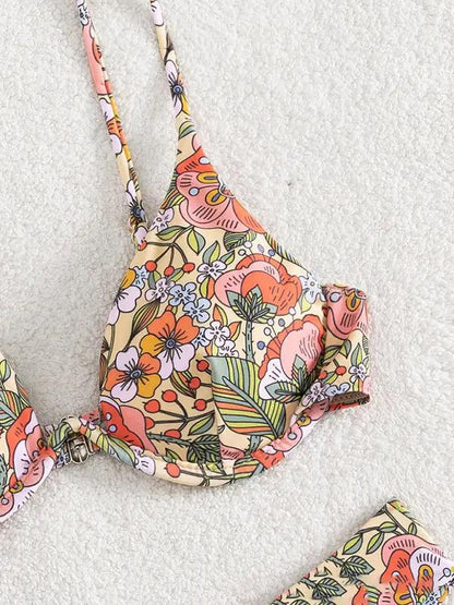 New bikini push-up floral print sexy swimsuit